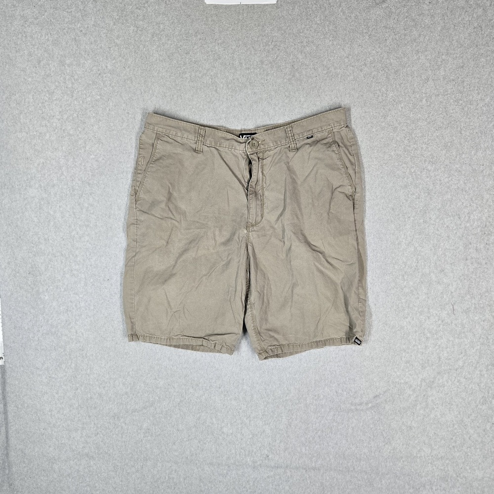 Vans Men Shorts 34 Khaki Chino Casual 9" Inseam Logo Ripstop Skater